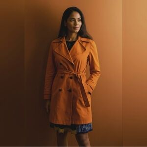 Via Spiga Women's Vibrant Orange Trench Coat - Size: Extra Small